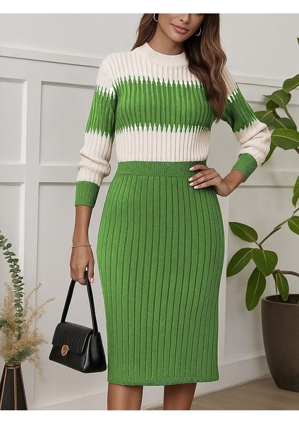 Kadın Uzun Kollu Triko Etekli Takım