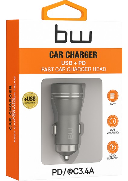 Pd + Qc 3.4A Hızlı Araç Şarj Cihazı | Çift Çıkış USB + Type-C