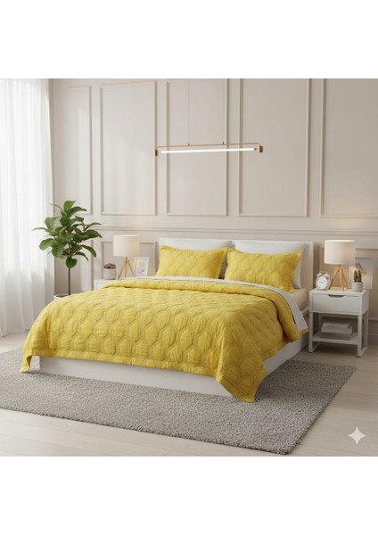 Star Tek Kişilik Yatak Örtüsü Sarı