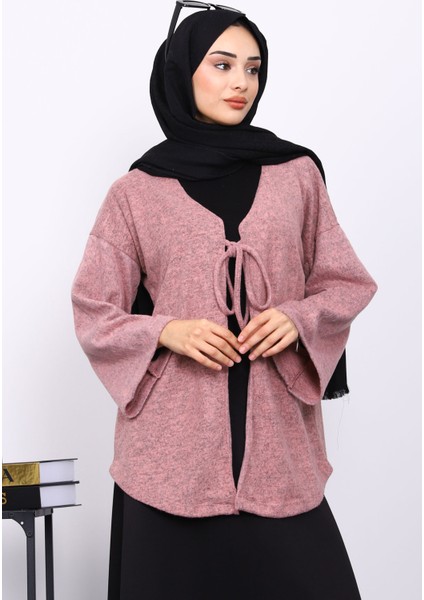 Gül Kurusu Ön Bağlamalı Yumoş Kimono modelleri