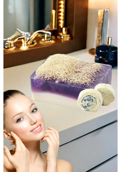 2'li Tüm Cilt Sıkılaştırıma Yüz Yoga Yüz Bakım Peeling Lifli Lavanta Sabun Leke Akne Ruşur Taşı