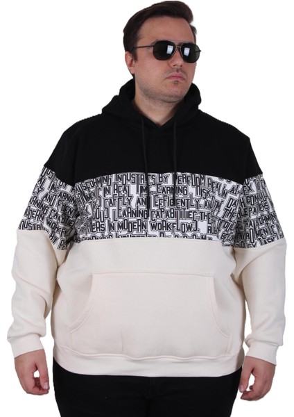 Mocgrande Büyük Beden Kapüşonlu 3ip Sweat Transforming 25713 Sıyah