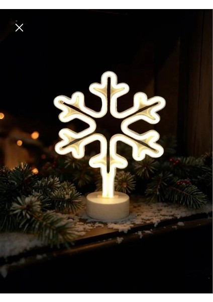 Kar Tanesi Neon LED Işıklı Masa Gece Lambası