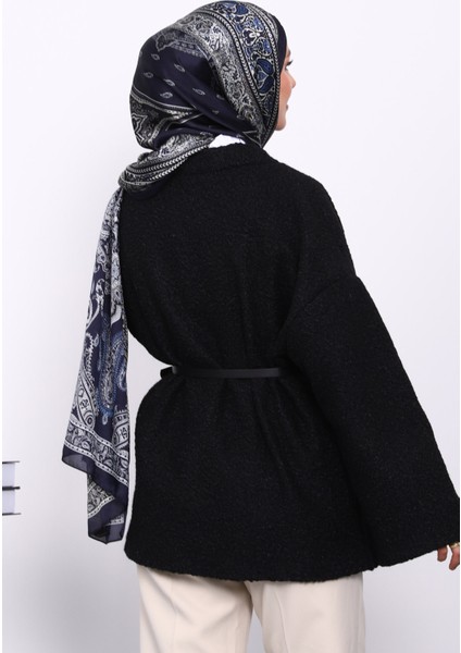 Siyah Kemerli Oversize Buklet Ceket fırsatları