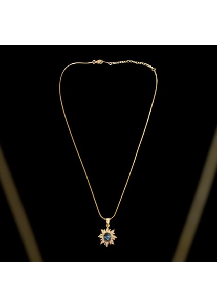 Çelik Gold Zirkontaşlı Güneş Simgeli Kolye