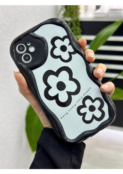 Iphone 11 Uyumlu Darbe Önleyici Siyah Papatya Baskılı Silikon Kılıf fiyatları