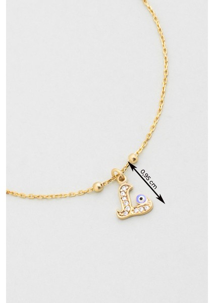 L Harfi 18 Ayar Sarı Altın Kaplama 19 cm Gümüş Nazar Bileklik modelleri