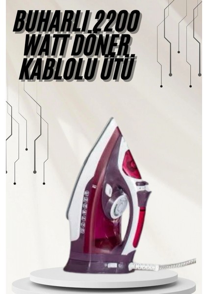 Modern Tasarım 2200W Dayanıklı Buharlı Seramik Kaplama Ütü