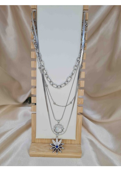 Gümüş Renk 4’lü Katmanlı Güneş ve Yıldız Uçlu Zincir Kolye – Paslanmaz Çelik, Kararma Yapmaz indirimleri