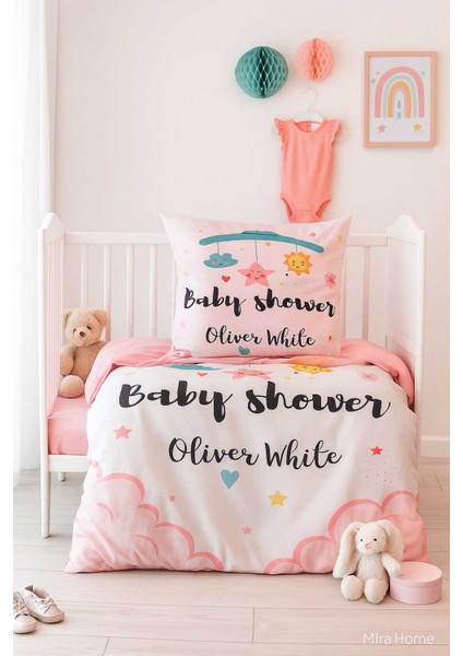 Yenidoğan Kız Bebek Nevresim Takımı &AMP;#37;100 Pamuklu Baby Shower White