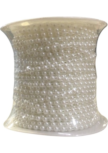4 mm Yarım Sıralı Inci – 50 Metre Beyaz, Dekoratif Süsleme Boncuğu