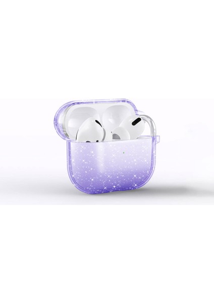 Airpods 3. Nesil Uyumlu Spıa Allstar Airbag 32 Parlayan Simli Saydam Renkli Kılıf-Mor