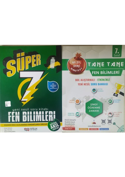 Nartest Yayınevi 7. Sınıf Yeşil Defter Tadında Tane Tane Fen Bilimleri+Nitelik Fen Bilimleri Soru Bankası