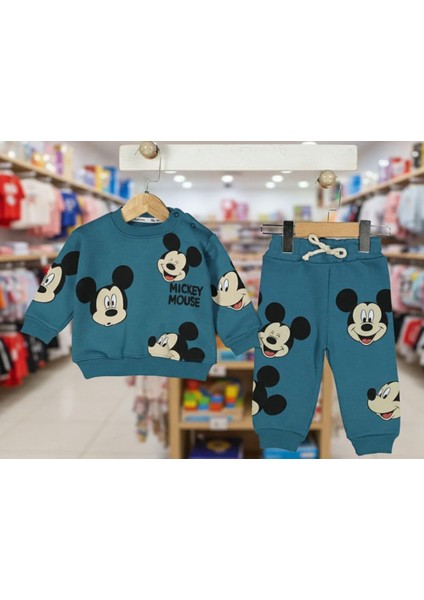 Şaşkın Fare Şardonlu Üç Iplik Erkek Bebek Takım