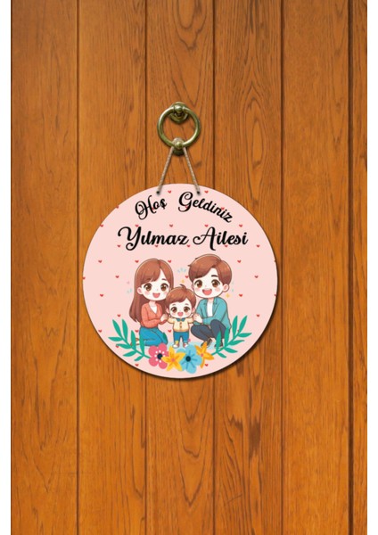 Kapı Süsü Pembe Kalpli .. Ailesi Ahşap Baskı Kişiye Özel Tasarım fiyatları