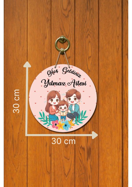 Kapı Süsü Pembe Kalpli .. Ailesi Ahşap Baskı Kişiye Özel Tasarım fırsatları