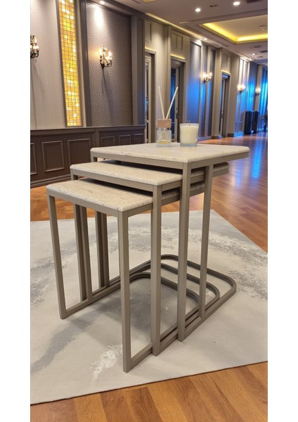 Viva Serisi 3'lü Zigon C Sehpa – 1. Sınıf Membran Mdf, Dayanıklı Metal Ayak