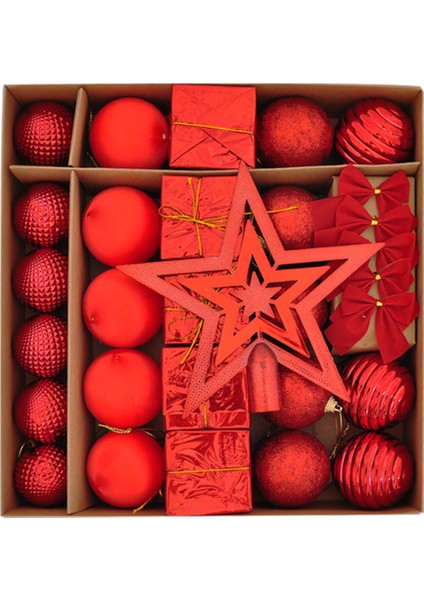 Yılbaşı Ağaç Süsleme Seti 29 Parça -Kırmızı- modelleri
