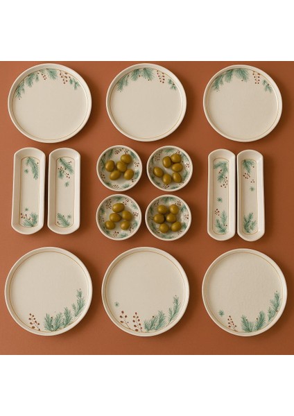 Seramık 6 Kısılık Kokina Çiçeği 14 Parca Seramık Kahvaltı Takımı