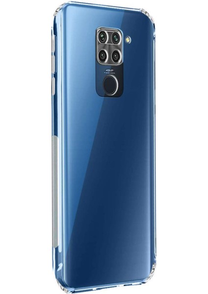 Xiaomi Redmi Note 9 ile Uyumlu Kapak Kamera Korumalı Şarj Yeri Tıpalı Şeffaf Silikon Kılıf