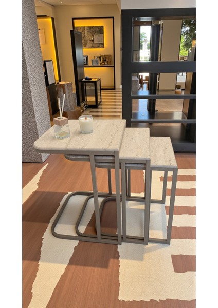 Viva Serisi 3'lü Zigon C Sehpa – 1. Sınıf Membran Mdf, Dayanıklı Metal Ayak