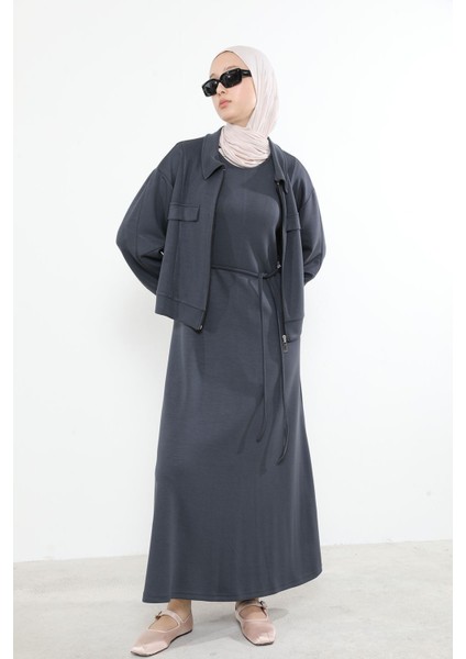 Yakalı Fermuar Detay Jileli Takım-Antrasit fırsatları