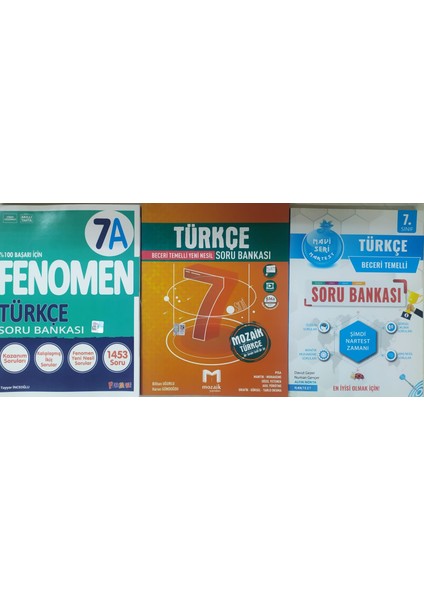7. Sınıf Türkçe Fenomen A Soru Bankası+Nartest+Mozaik Türkçe Soru Bankası