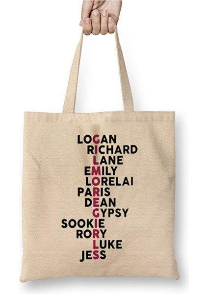 Gilmore Girls Beyaz Bez Çanta Uzun Saplı Alışveriş Çantası Plaj Çantası