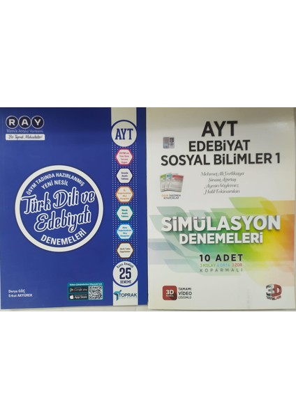 3D Yayınları Ayt Edebiyat Sosyal Bilimler 10'lu Simülasyon Denemeleri+Toprak Yayıncılık Edebiyat Ayt Denemeleri