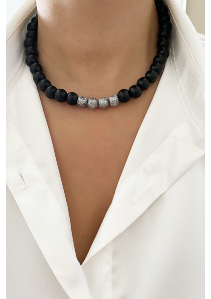 Kontras Renk Siyah Kolye