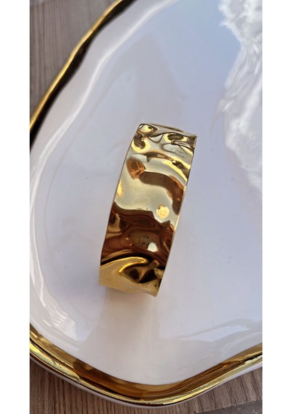 Dövme Yüzey Geniş Altın Rengi Kelepçe Bileklik Ayarlanabilir