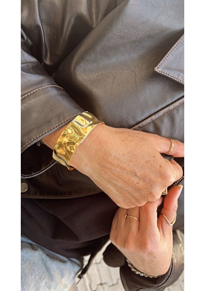 Dövme Yüzey Geniş Altın Rengi Kelepçe Bileklik Ayarlanabilir modelleri