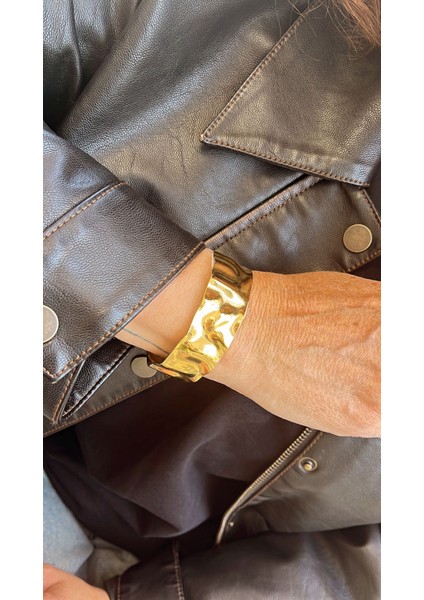 Dövme Yüzey Geniş Altın Rengi Kelepçe Bileklik Ayarlanabilir indirimleri