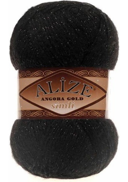 Angora Simli Siyah Gold 5 Adet Colar : 60