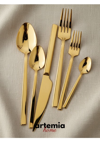 Saphira Gold Tatlı Kaşığı | 18/10 Paslanmaz Çelik | Gold Kaplama Tatlı Kaşığı