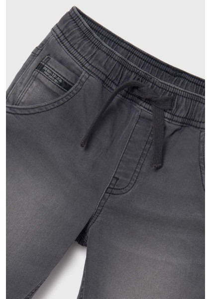 Erkek Çocuk 8-18 Yaş Lastikli Bel Denim Şort 6282 Gri modelleri