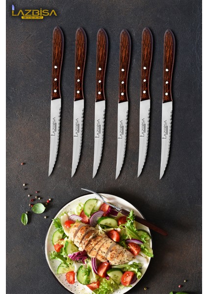 Hand Craft Serisi Steak Et Bıçağı Mutfak Bıçak 6 Lı Restoran Et Kesme Doğrama Bıçak Hds-67