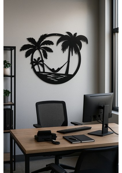Tropik Palmiye ve Hamak Tasarımlı Metal Tablo fiyatları