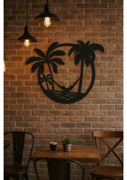 Tropik Palmiye ve Hamak Tasarımlı Metal Tablo modelleri