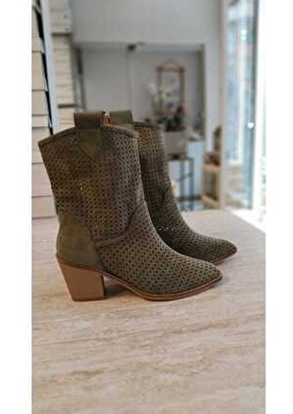 Ptc Handy Western Kovboy Mint Yeşil Topuklu Yazlık Kısa Bot modelleri