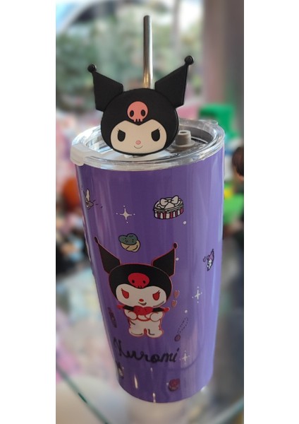 Kuromi Figürlü Paslanmaz Çelik Pipetli Bardak 500ML AD98740