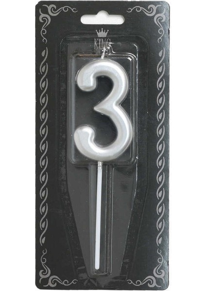 3 Adet Rakam Mum 3 Numara Gümüş fiyatları