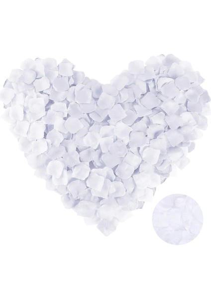 Beyaz Renk Gül Yaprağı Şekilli Konfeti 1 Paket 100 Adet - Lisinya