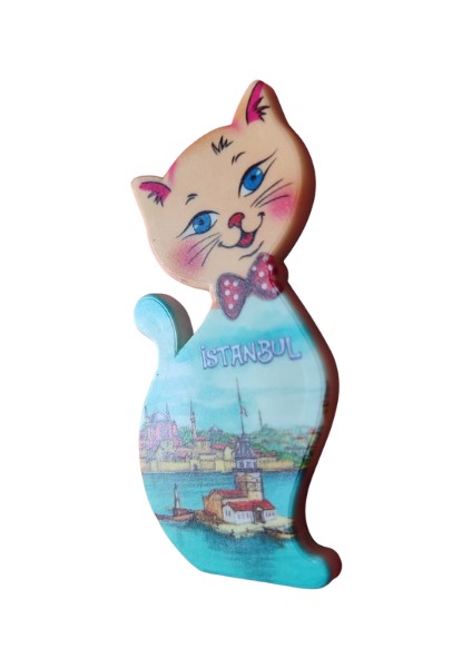 Kedi Figürlü Istanbul Kız Kulesi Ayasofya Camii Görselli Magnet fırsatları