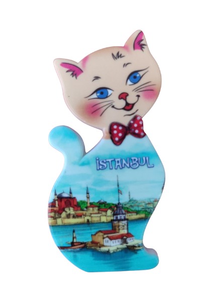 Kedi Figürlü Istanbul Kız Kulesi Ayasofya Camii Görselli Magnet indirimleri