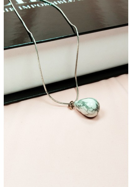 Havlit Doğal Taşı Zincirli El Yapımı Kolye Uç: 2 cm Zincir: 20 cm Kutulu fırsatları