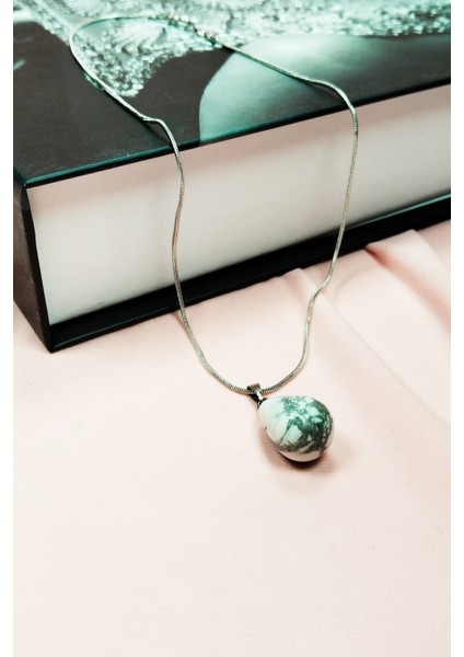 Havlit Doğal Taşı Zincirli El Yapımı Kolye Uç: 2 cm Zincir: 20 cm Kutulu indirimleri