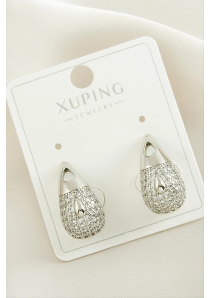Xuping Su Damlası Zirkon Taşlı Lüks Çelik Küpe