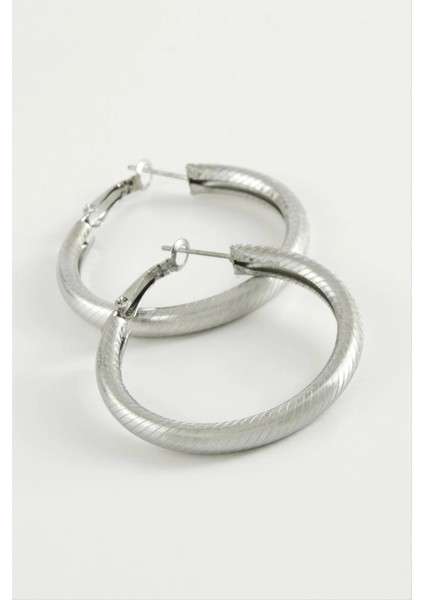 Çizgili Boru Halka Küpe 3,5 cm