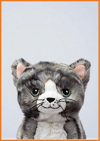 Kedi Peluş Yumuşak Oyuncak Plastik Içermez Makinede Yıkanabilir Bebek ve Çocuk Sağlığına Uyumlu Gri